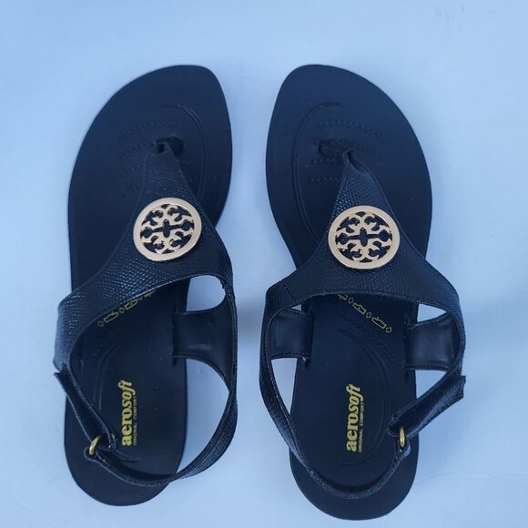 .Aerosoft - Motif Jeweled Thong Adjustable Ankle Strap Sandals For Women -8 - Picture 5 of 5